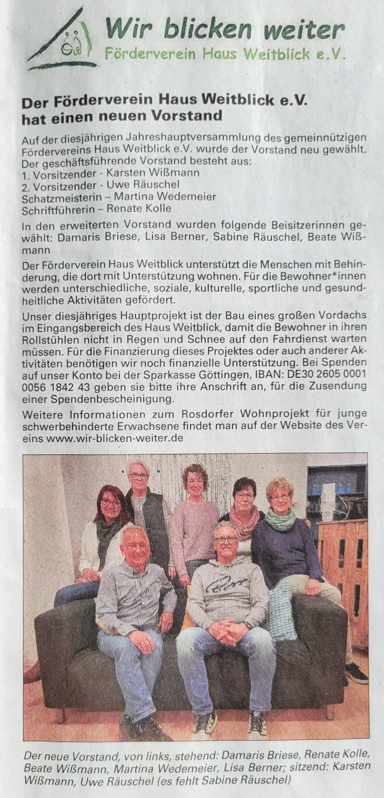 11.04.2025 Rosdorf aktuell –  Der Förderverein Haus Weitblick e. V. hat einen neuen Vorstand